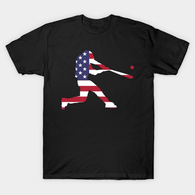 American Flag Baseball Hitter - Cool Baseball Shirt T-Shirt by BKFMerch